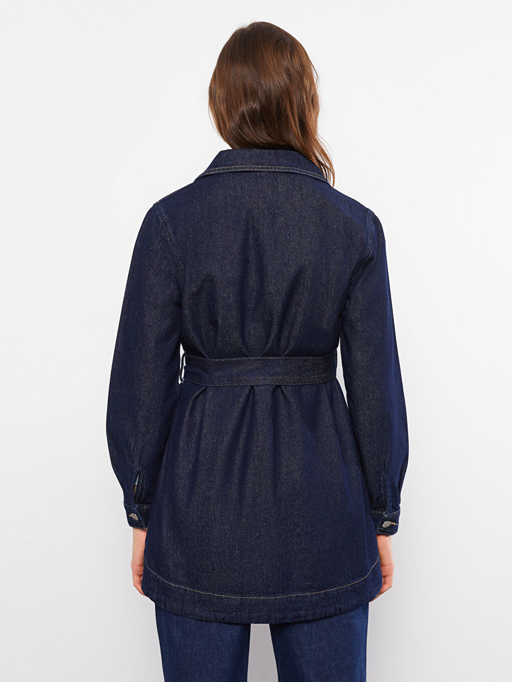 Shirt Collar Straight Pocket Detailed Long Sleeve Women's Rodeo Jean Jacket -S2CS09Z8-309