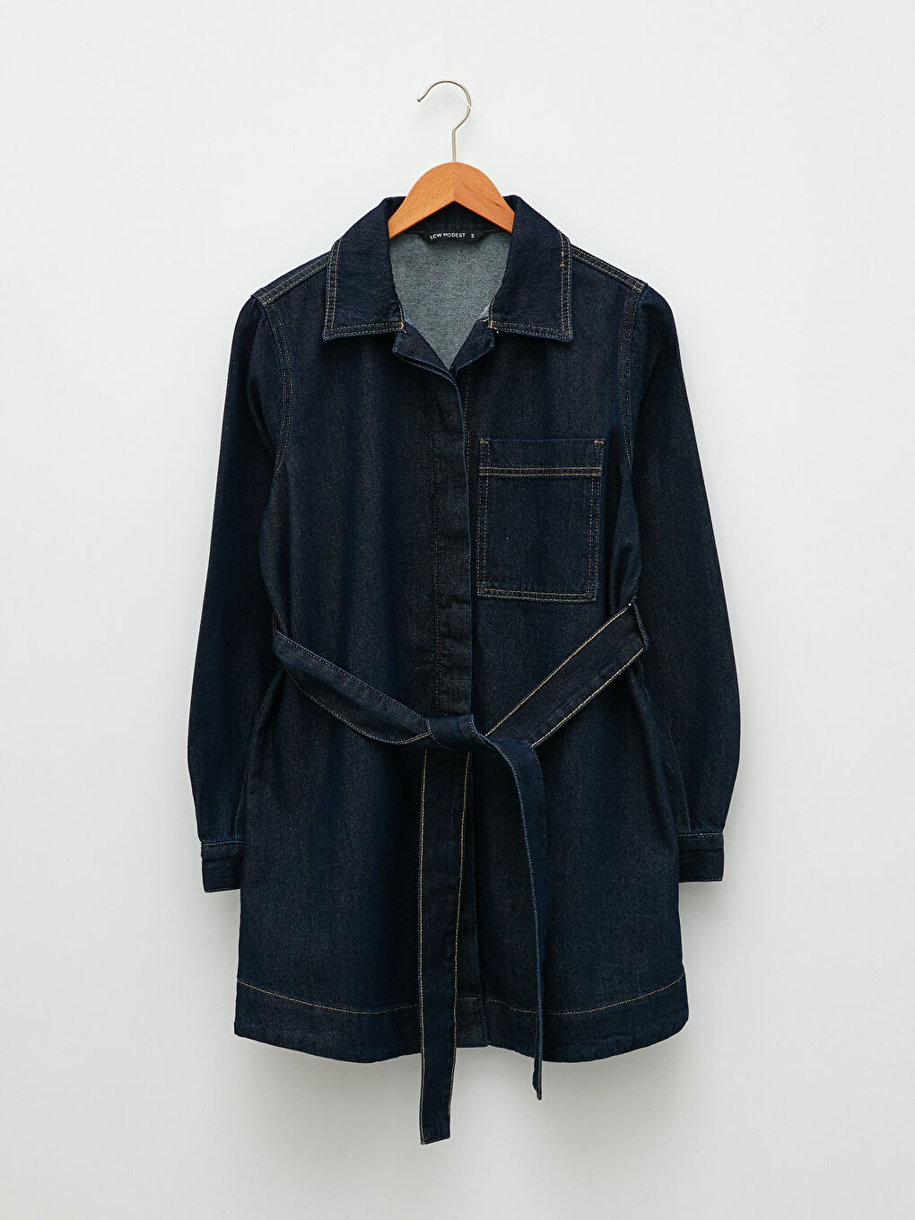 Shirt Collar Straight Pocket Detailed Long Sleeve Women's Rodeo Jean Jacket -S2CS09Z8-309