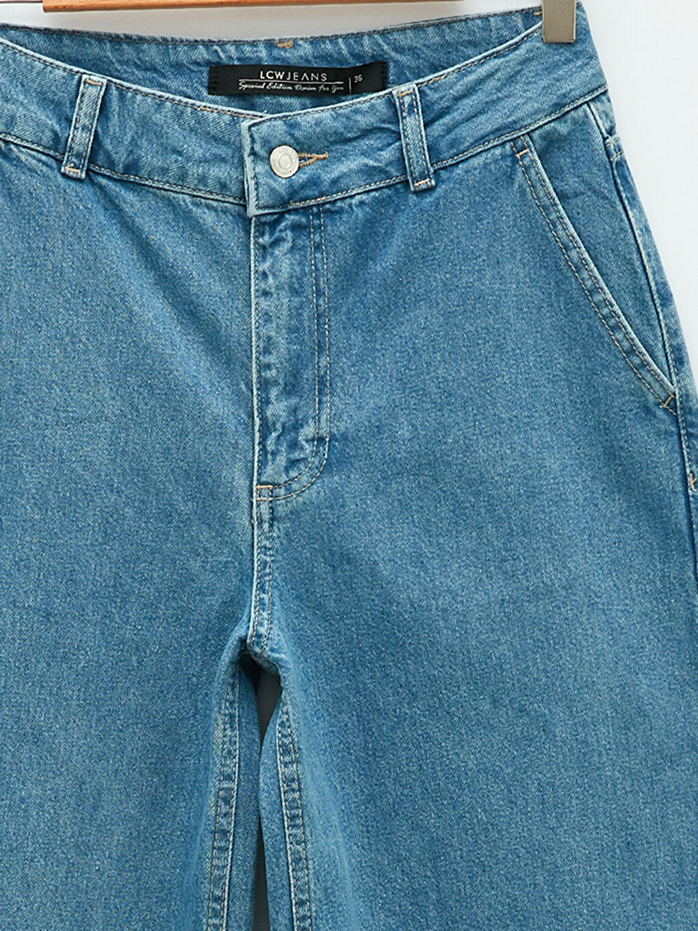 İndigo Standart Fit Cep Detaylı Kadın Rodeo Jean Pantolon-7