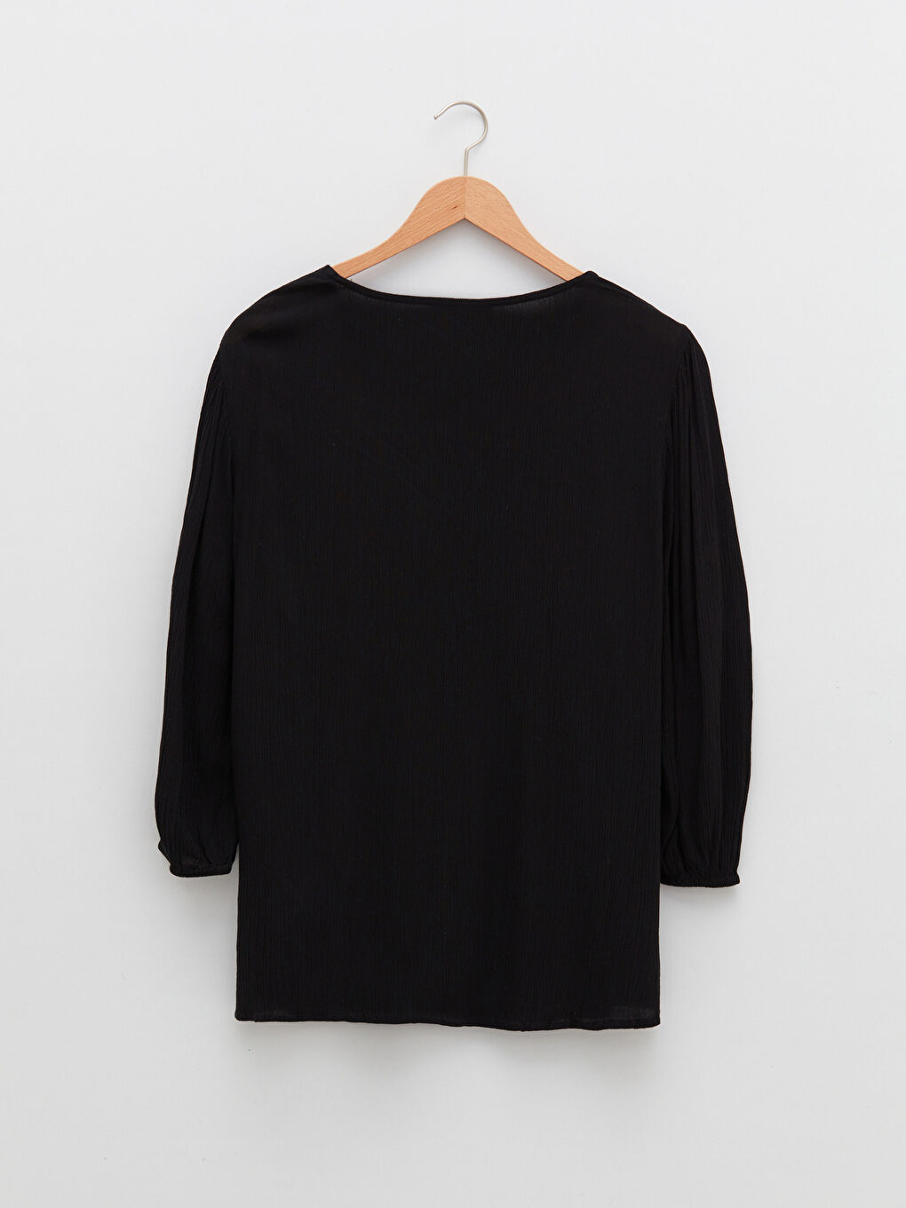 Tie Collar Embroidered Long Sleeve Viscose Women's Blouse-5