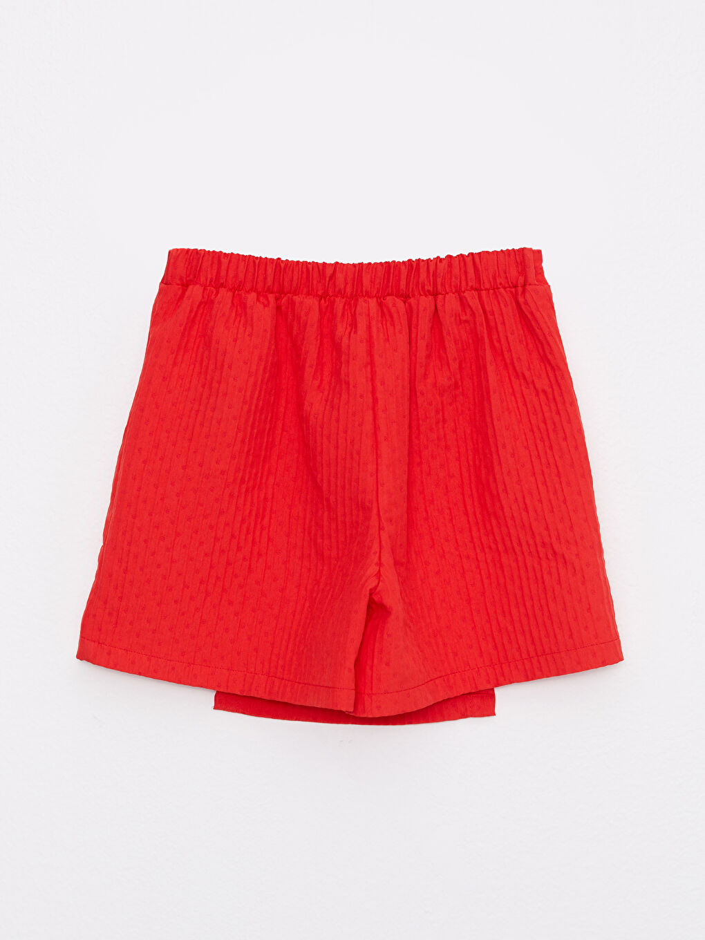 Kırmızı Beli Lastikli Düğme Detaylı Kız Çocuk Şort Etek-1