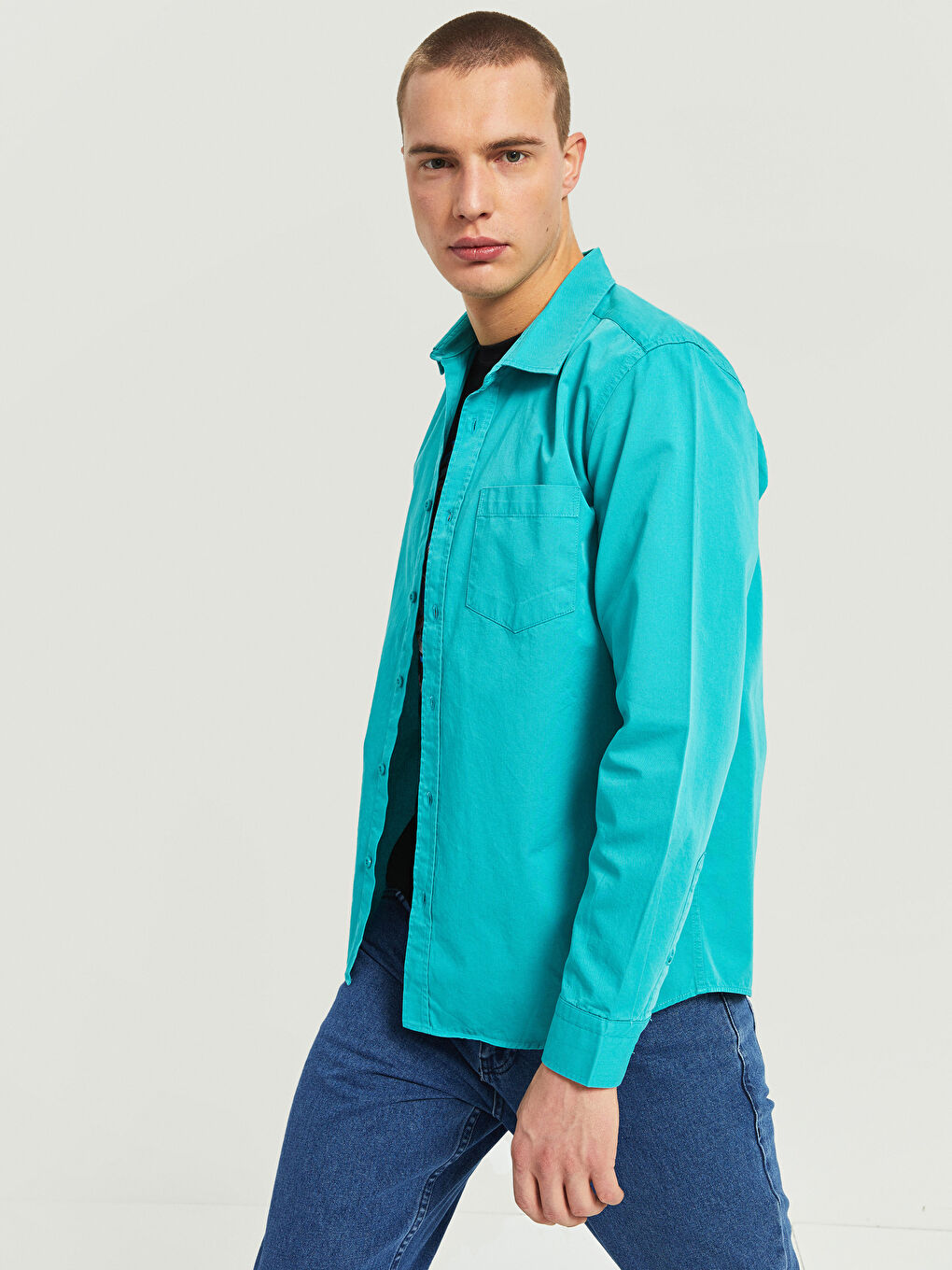 Turkuaz Regular Fit Uzun Kollu Erkek Gömlek-2