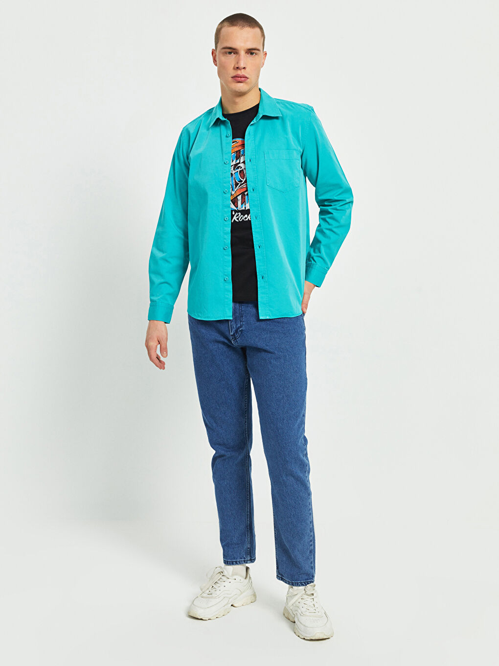 Turkuaz Regular Fit Uzun Kollu Erkek Gömlek-5