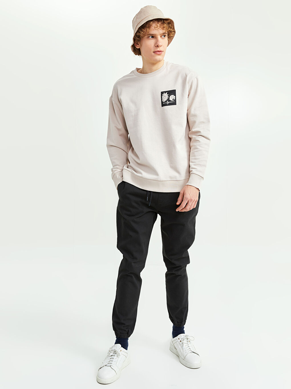 XSIDE Oversize Crew Neck Long Sleeve Rick and Morty Printed Men's Sweatshirt -S2CS35Z8-MBP