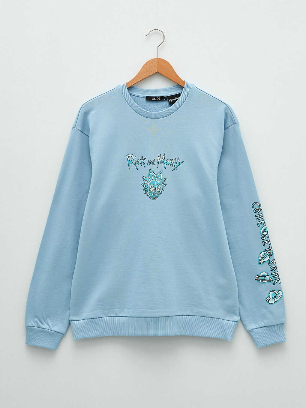 Ерлерге арналған рик пен морти принтті ұзын жеңді дөңгелек жағалы свитшот-6