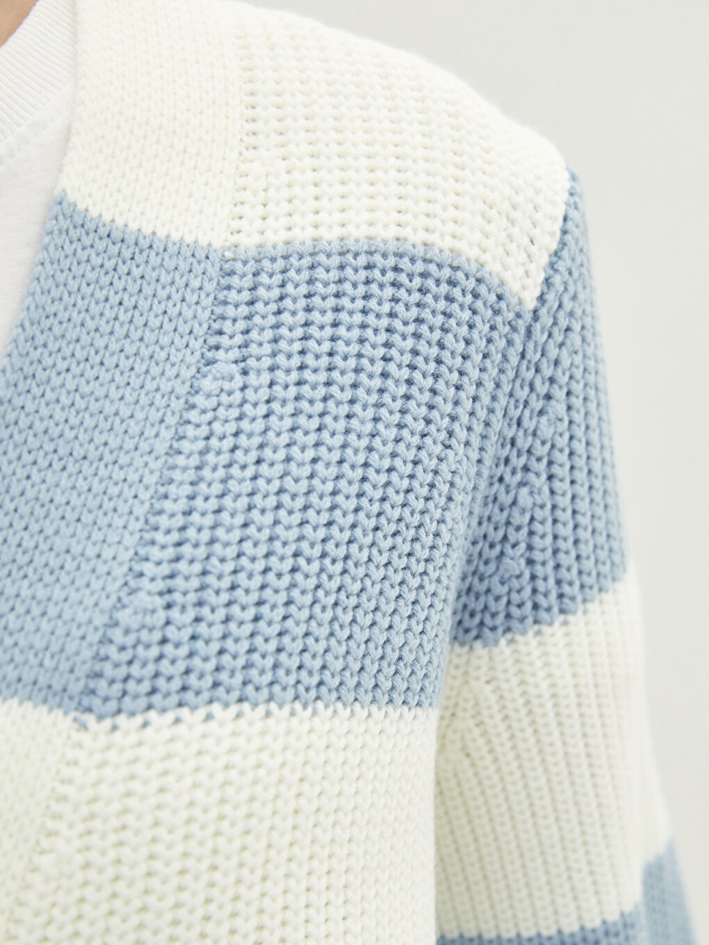 Cardigan en Tricot à Encolure en V et Bloc de Couleurs avec Manches Longues pour Femmes-3