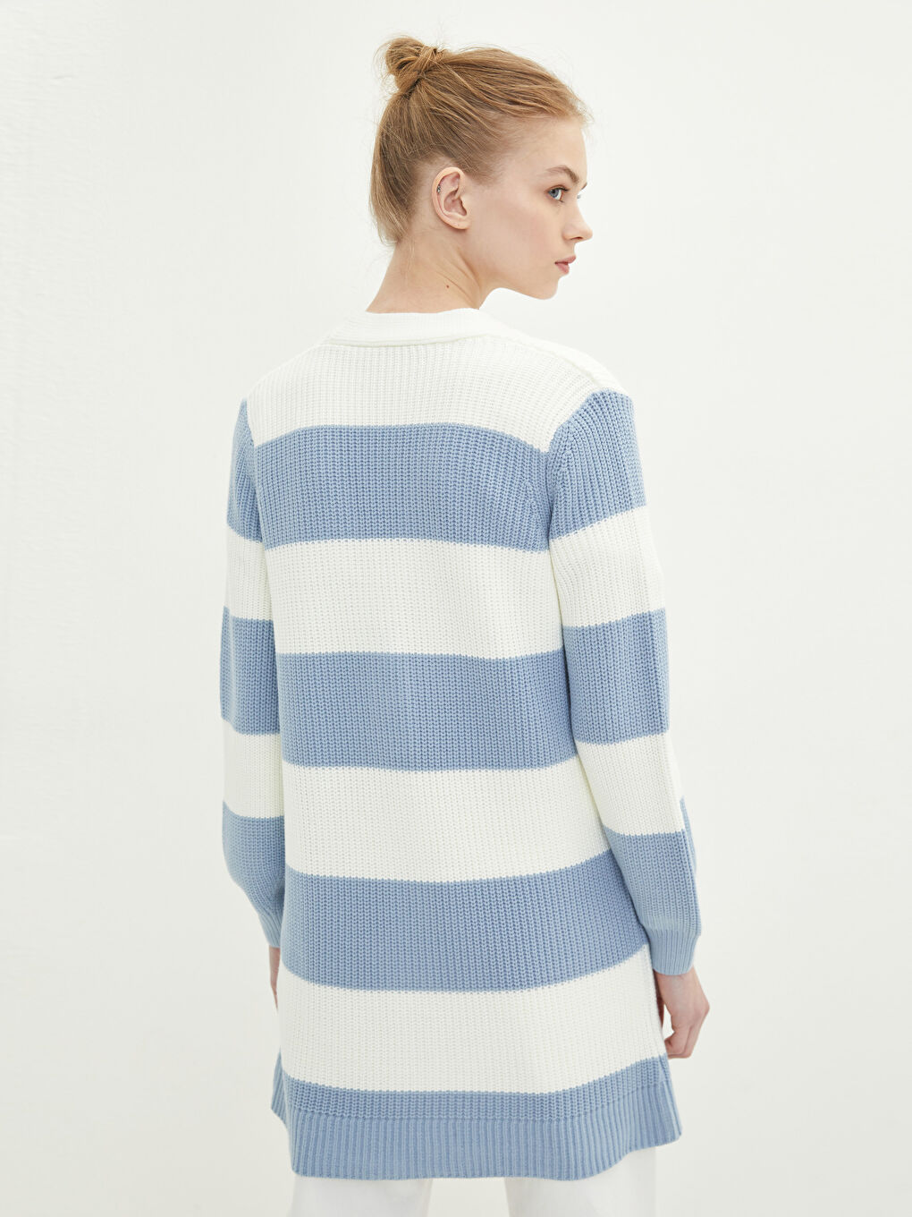 Cardigan en Tricot à Encolure en V et Bloc de Couleurs avec Manches Longues pour Femmes-4