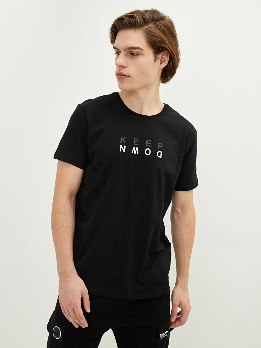 Crew Neck Short Sleeve Printed Combed Cotton Men's T-shirt-2