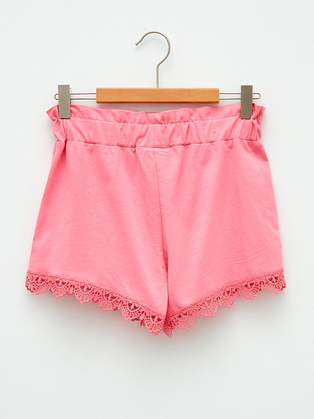 Pembe Beli Lastikli Basic Kız Çocuk Şort-1