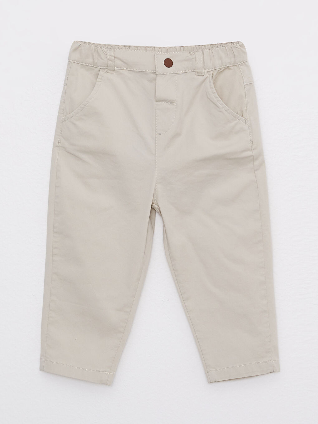 Bej Beli Lastikli Basic Erkek Bebek Pantolon