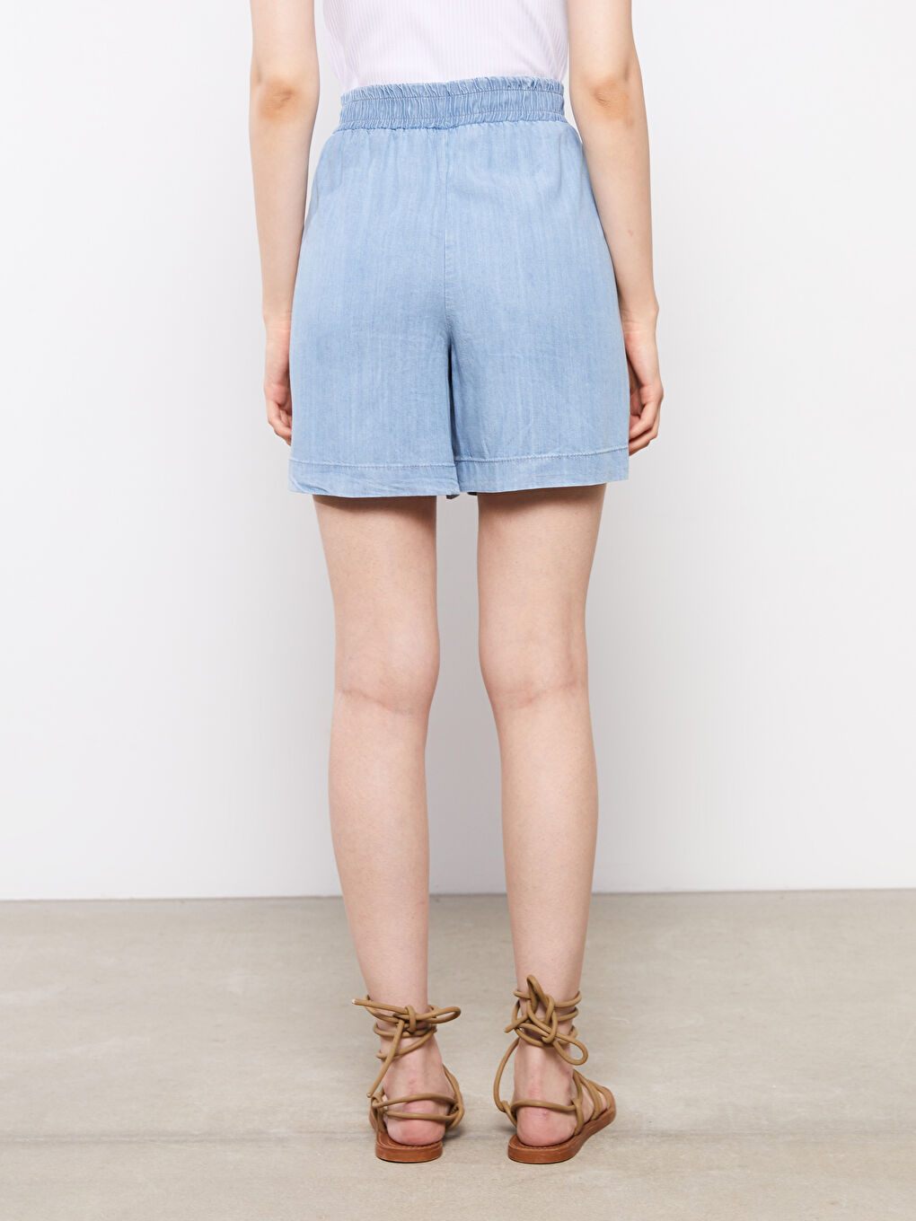 Women's Elastic Waist Straight Jean Shorts -S2CS93Z8-315