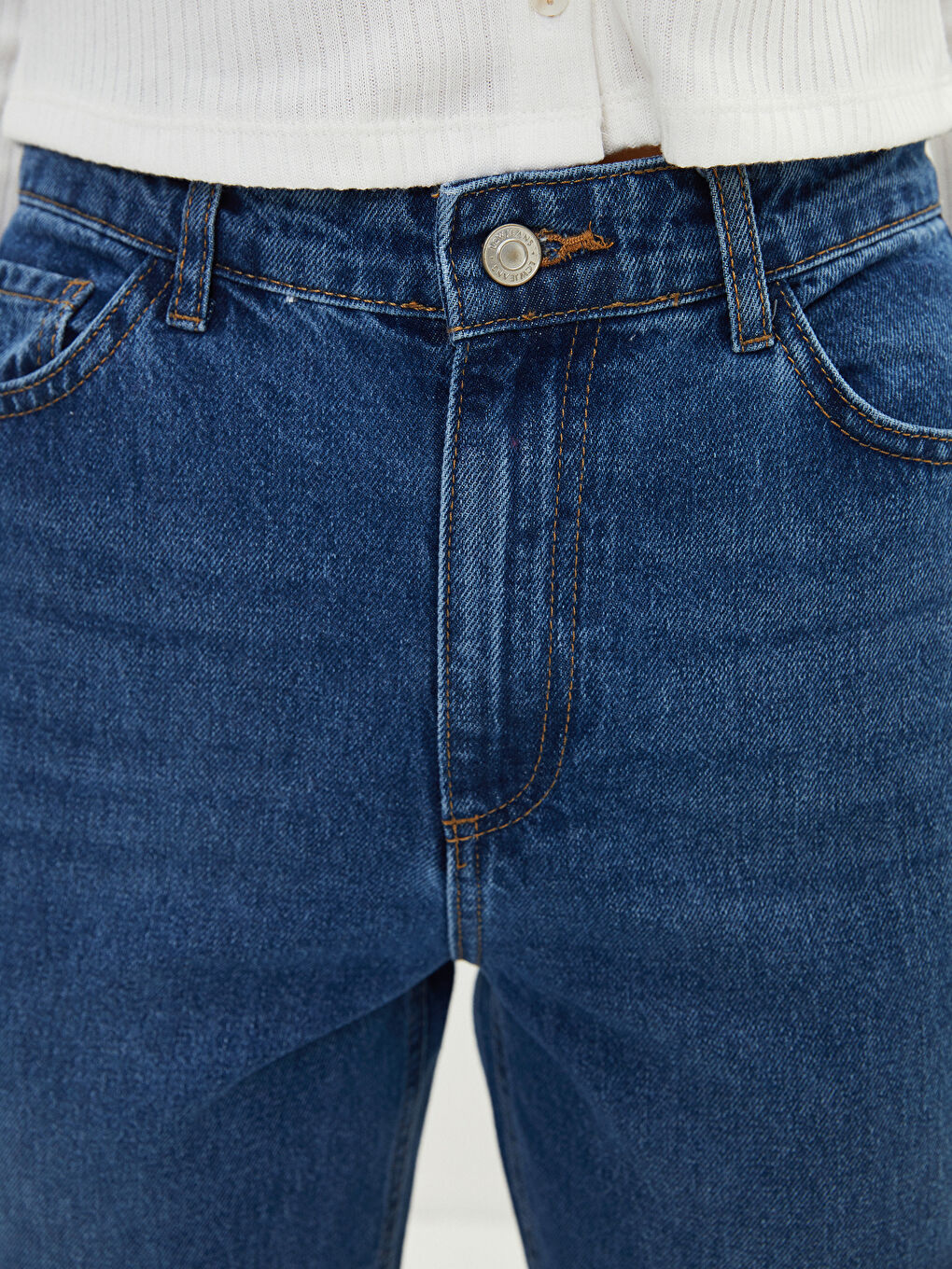 İndigo Yüksek Bel Mars Flare Kadın Jean Pantolon-4