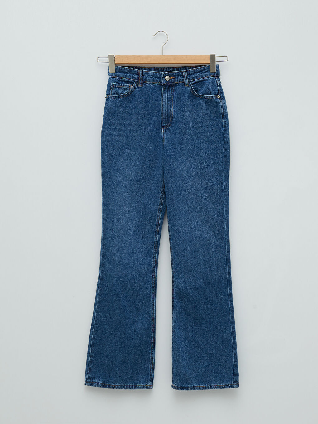 İndigo Yüksek Bel Mars Flare Kadın Jean Pantolon-5