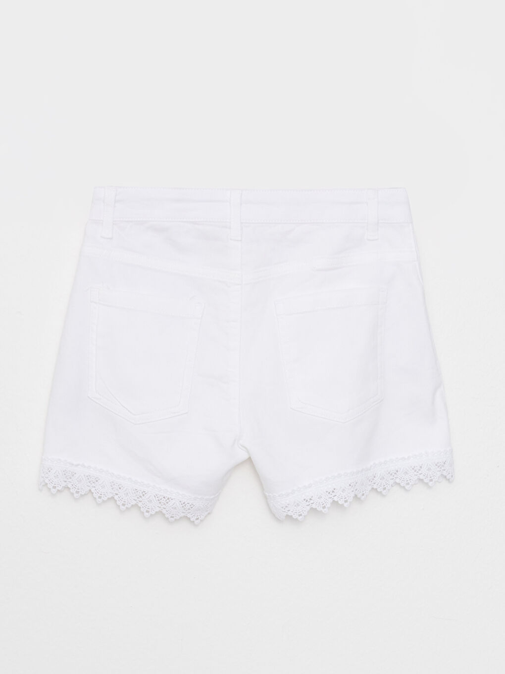 Beyaz Basic Gabardin Kız Çocuk Şort-1