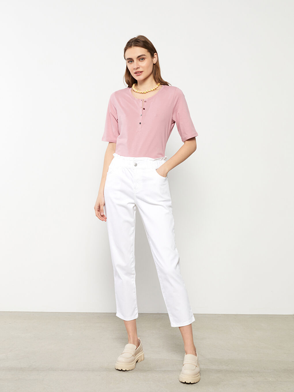 Crew Neck Straight Short Sleeve Cotton Women's T-Shirt