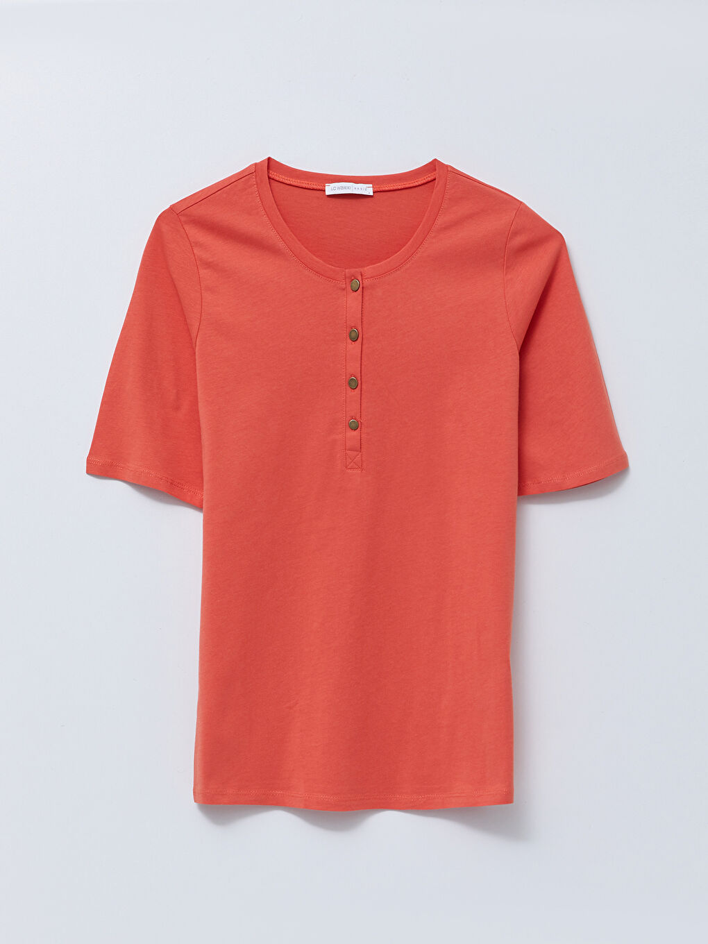 Crew Neck Straight Short Sleeve Cotton Women's T-Shirt-4