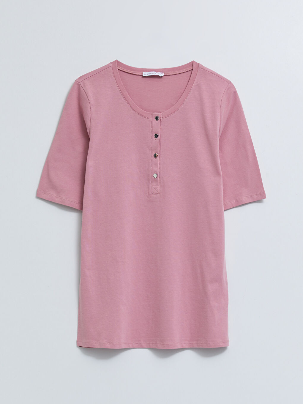 Crew Neck Straight Short Sleeve Cotton Women's T-Shirt-5