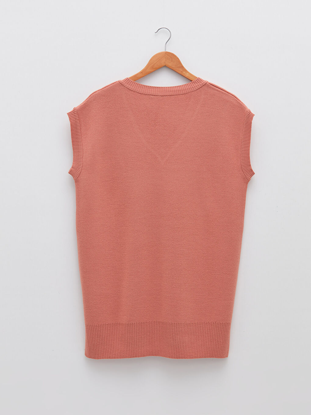 سترة صوفية بدون أكمام برقبة على شكل حرف V سادة للسيدات-5