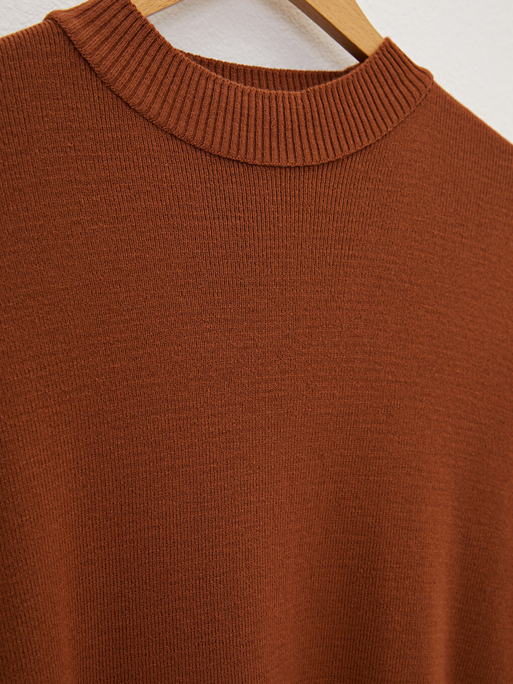 Kahverengi Dik Yaka Kadın Triko Tunik-6