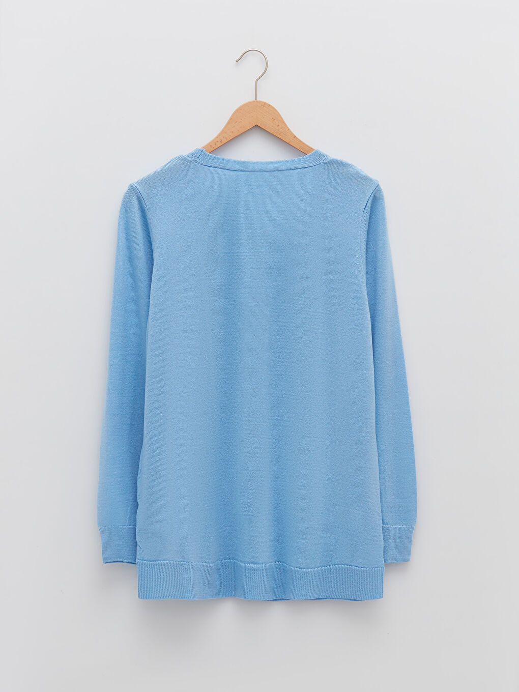 Mavi V Yaka Kadın Triko Hırka-9