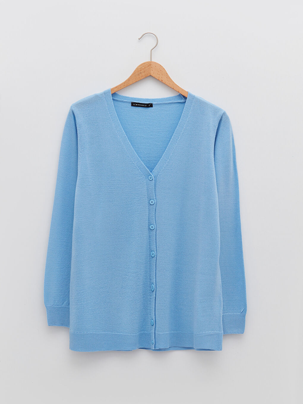 Mavi V Yaka Kadın Triko Hırka-10