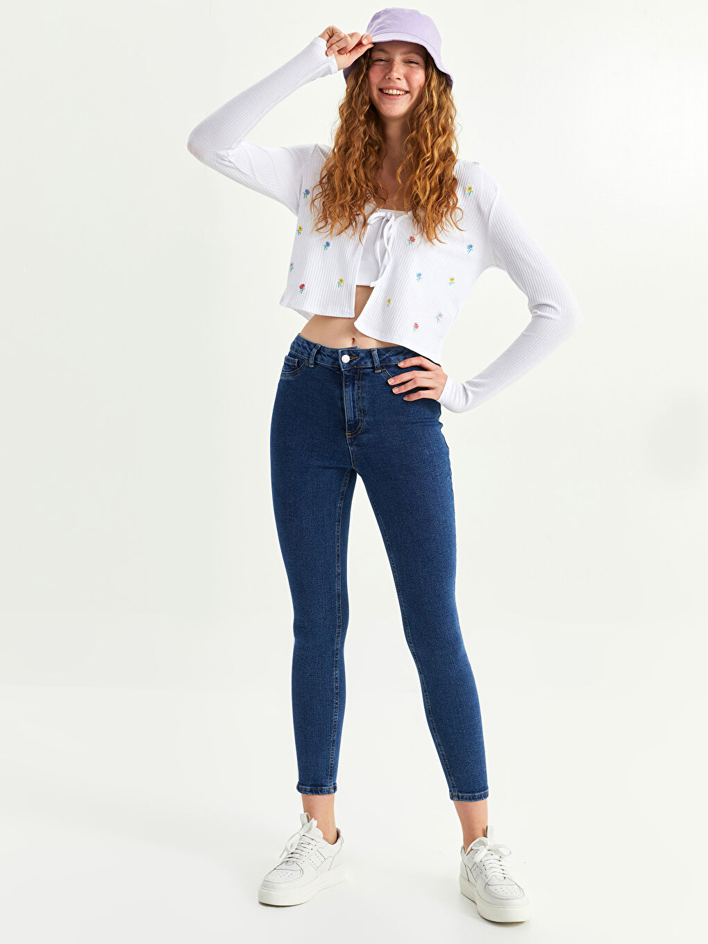 Cardigan cu Guler cu Panglică Brodat și Mânecă Lungă pentru Femei-3