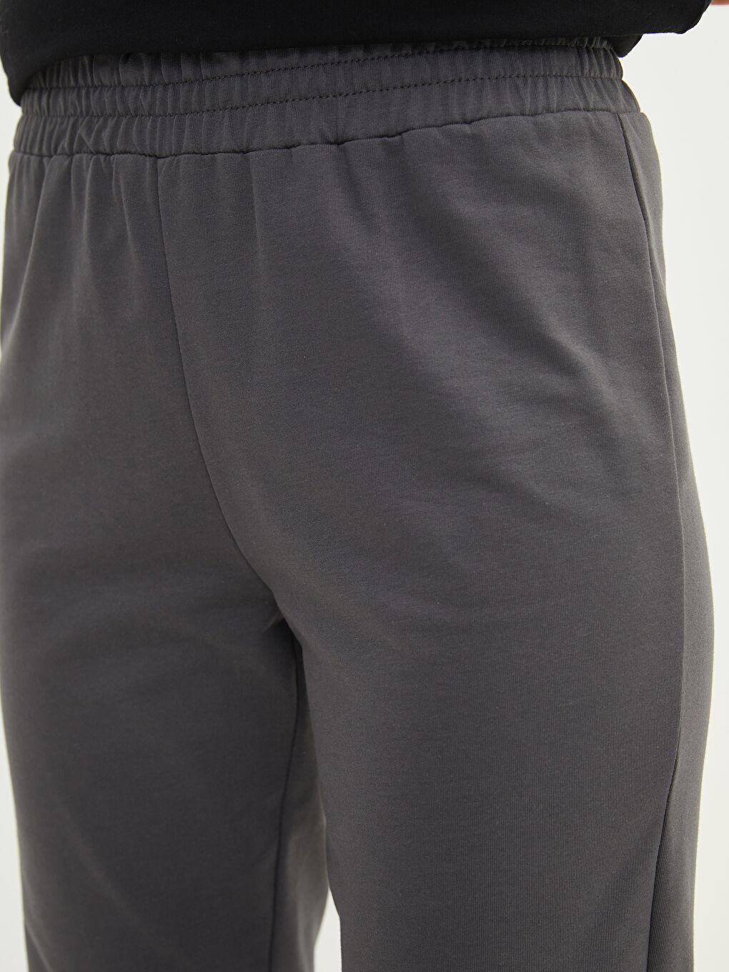 Antrasit Kadın Beli Lastikli Düz Jogger Eşofman Altı-2