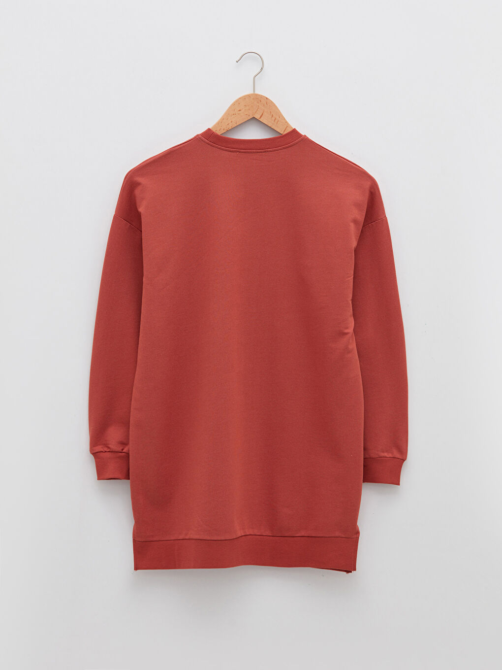 Turuncu Bisiklet Yaka Yazı Baskılı Uzun Kollu Oversize Kadın Sweatshirt Tunik-6