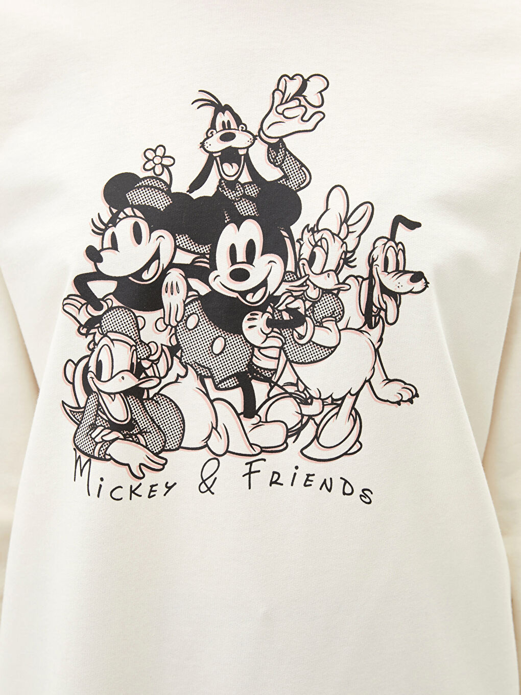 әйелдерге арналған дөңгелек жағалы микки маус принтті ұзын жең оверсайз свитшот туника-3