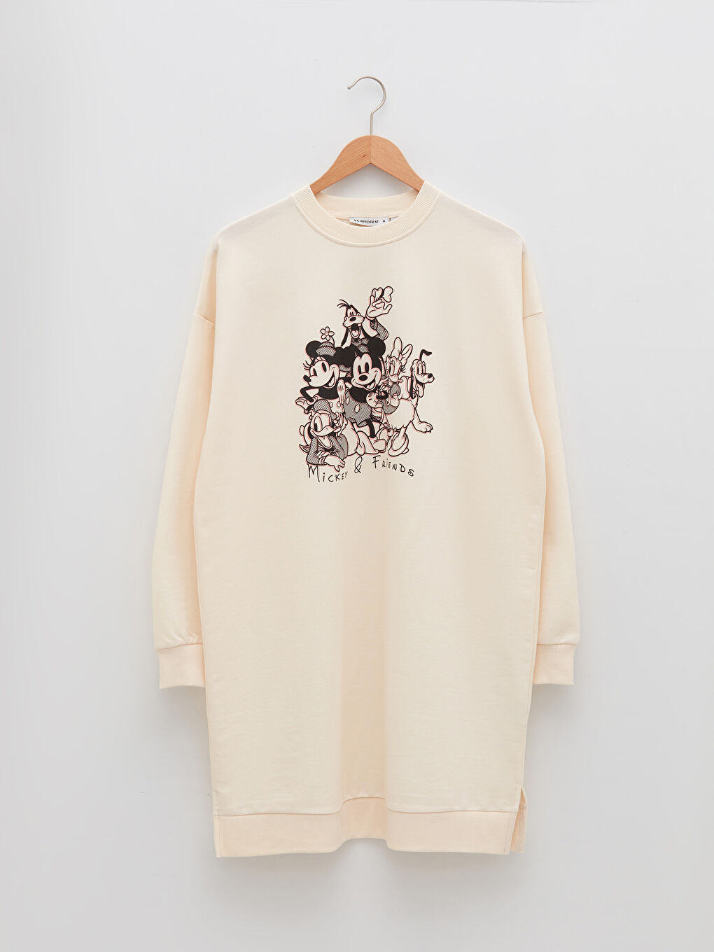 әйелдерге арналған дөңгелек жағалы микки маус принтті ұзын жең оверсайз свитшот туника-5