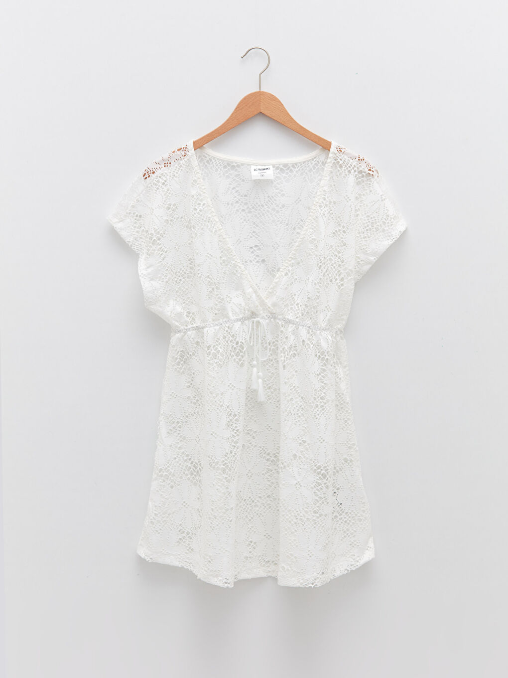 LC Waikiki V-Neck Embroidered Short Sleeve Women's Beach Dress -S2CU19Z8-FDU