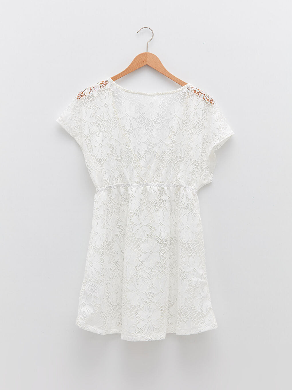 LC Waikiki V-Neck Embroidered Short Sleeve Women's Beach Dress -S2CU19Z8-FDU