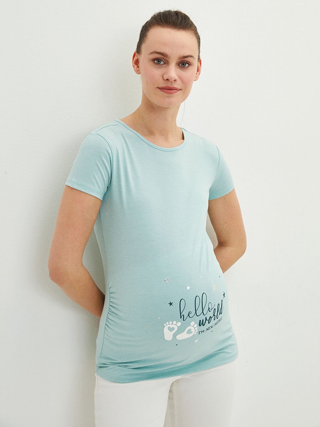 LCWAIKIKI Maternity Crew Neck Printed Short Sleeve Maternity T-Shirt -S2CU20Z8-FFV