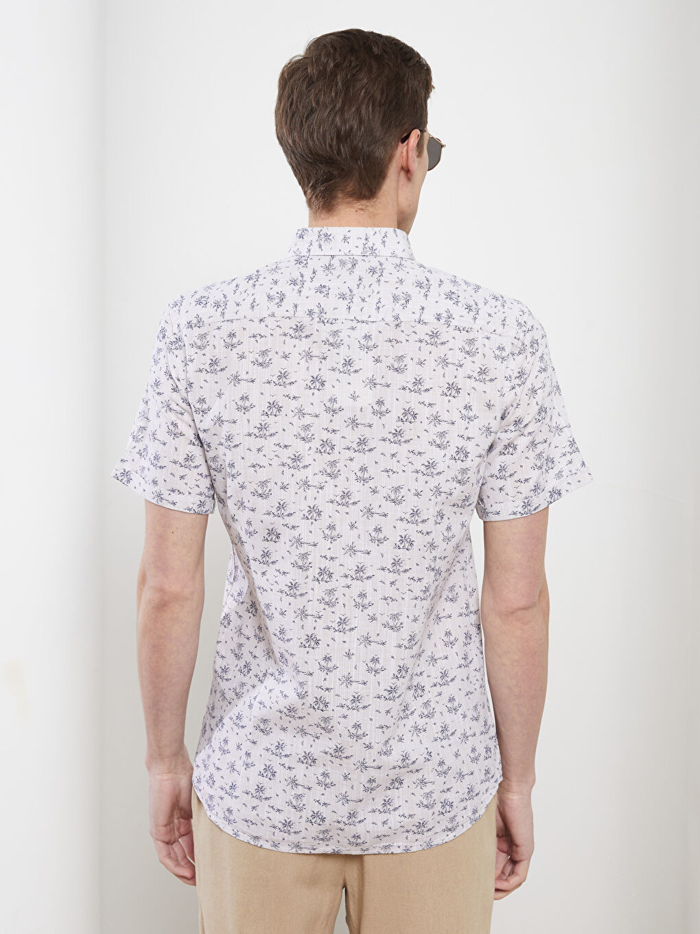 LCW Vision Slim Fit Short Sleeve Patterned Poplin Men's Shirt -S2CU37Z8-CSK