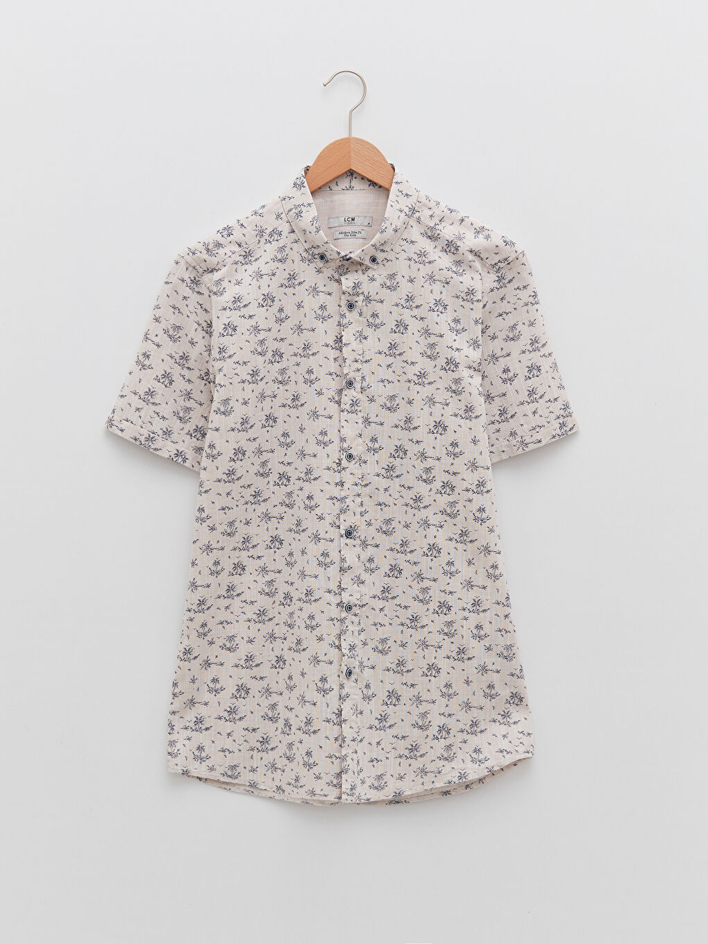 LCW Vision Slim Fit Short Sleeve Patterned Poplin Men's Shirt -S2CU37Z8-CSK