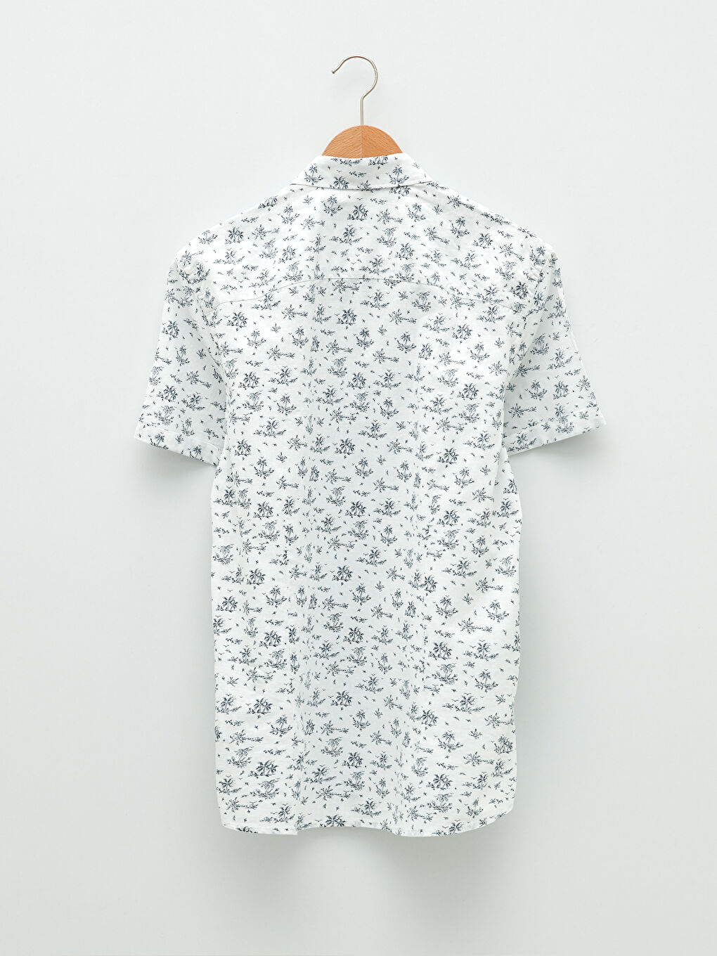 Slim Fit Short Sleeve Patterned Poplin Men's Shirt-6