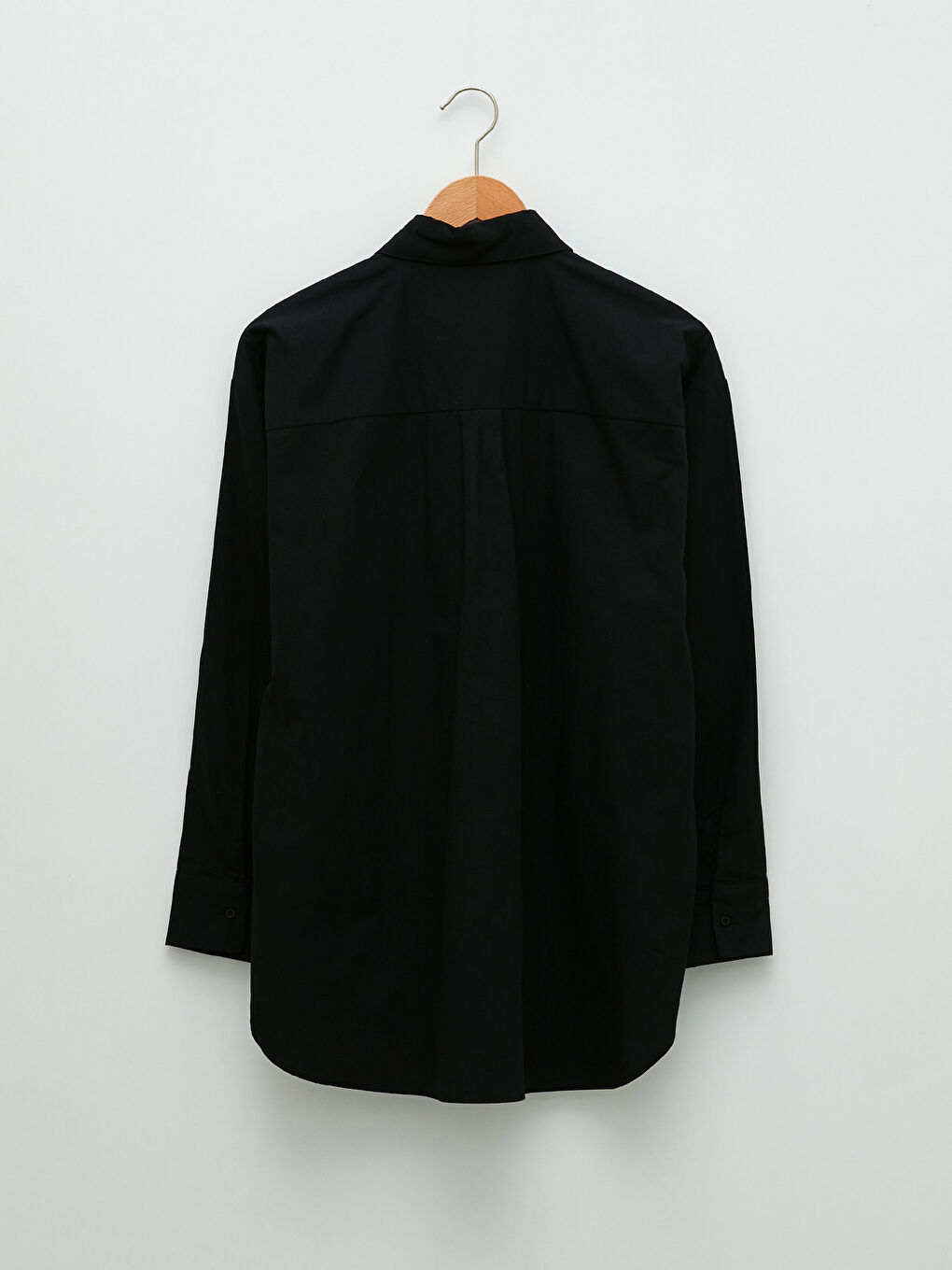 قميص نسائي بأزرار عادي كم طويل بوبلين-6