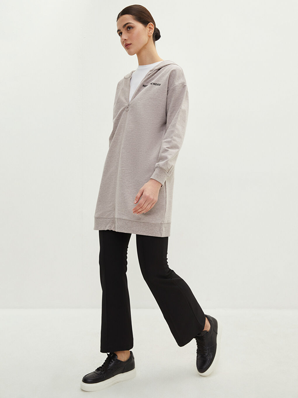 Суитшърт с цип За Жени Oversize Спортен С Дълъг Ръкав С Качулка И Щампа На Букви-2