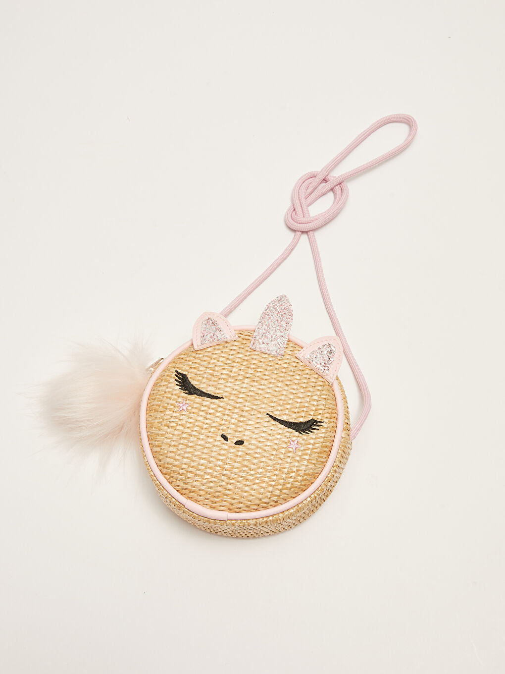 Sac à poignée supérieure en paille avec détails brodés pour fille