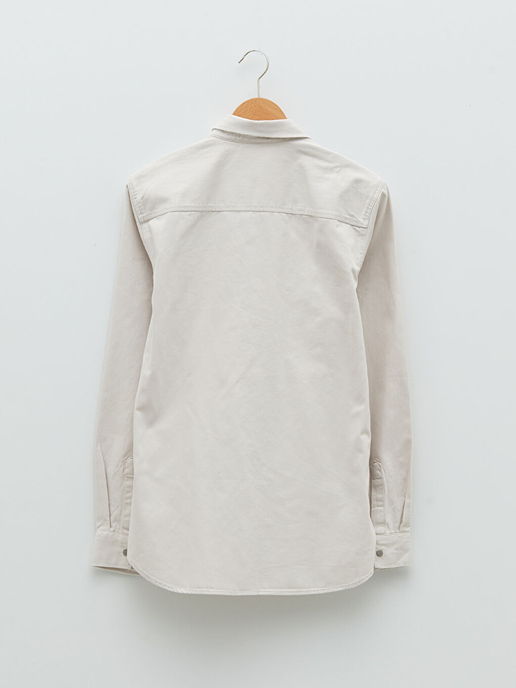 Bej Regular Fit Uzun Kollu Erkek Jean Gömlek-6