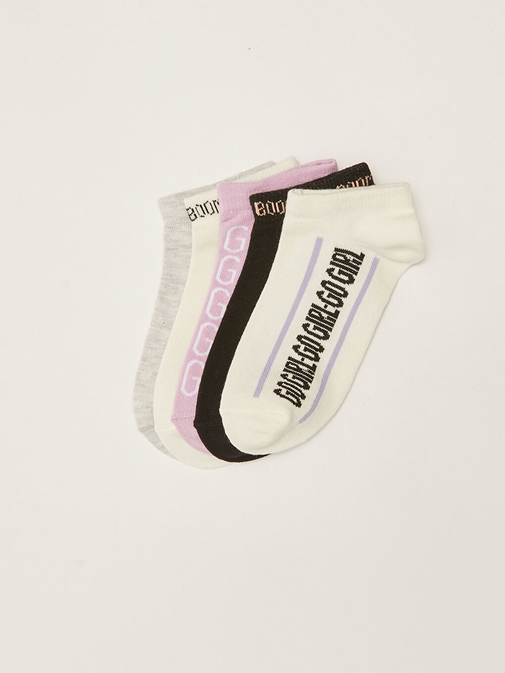 Носки-ботильоны с узором для девочек, комплект из 5 штук