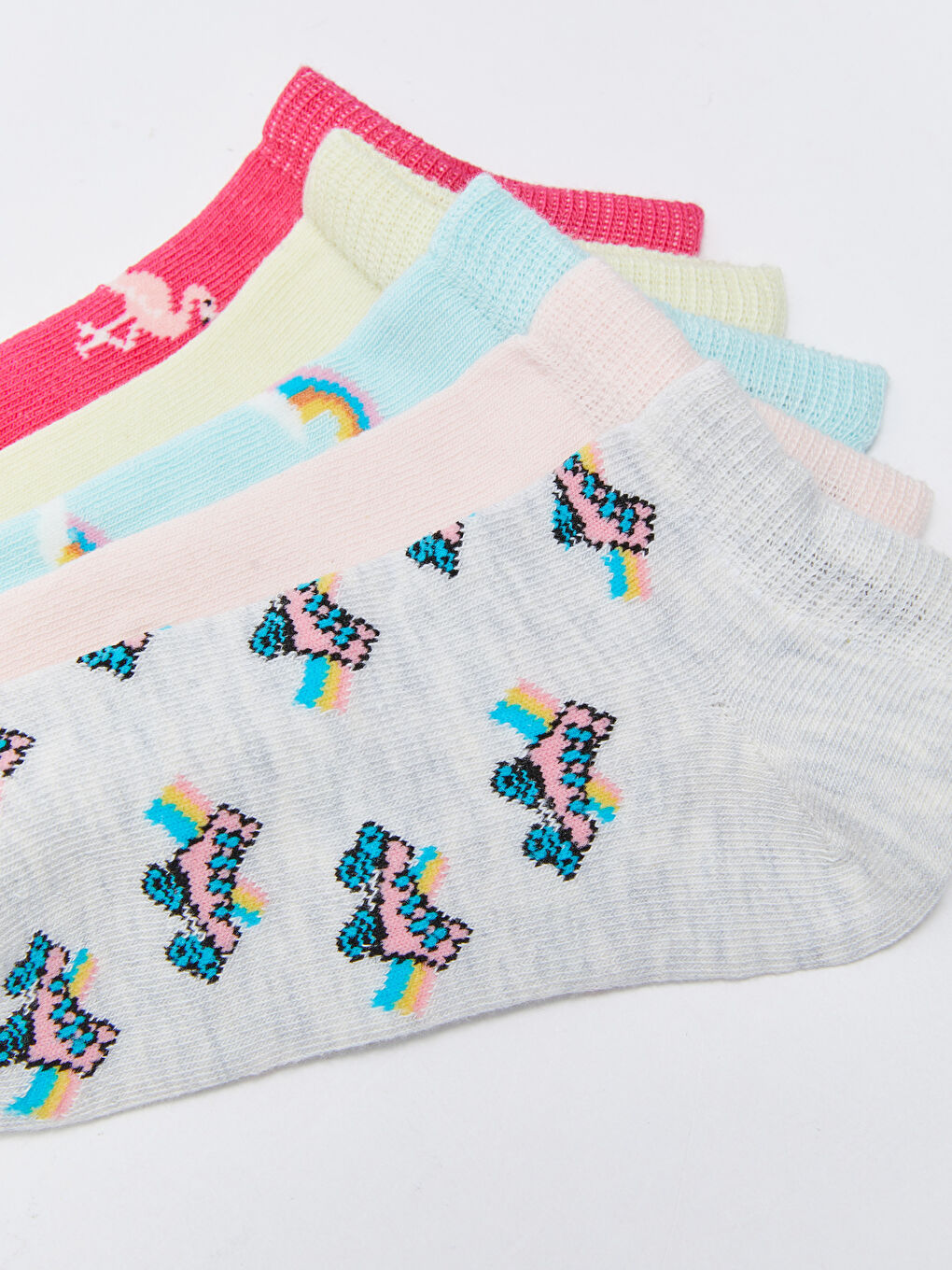 Pembe Desenli Kız Çocuk Patik Çorap 5'li-2