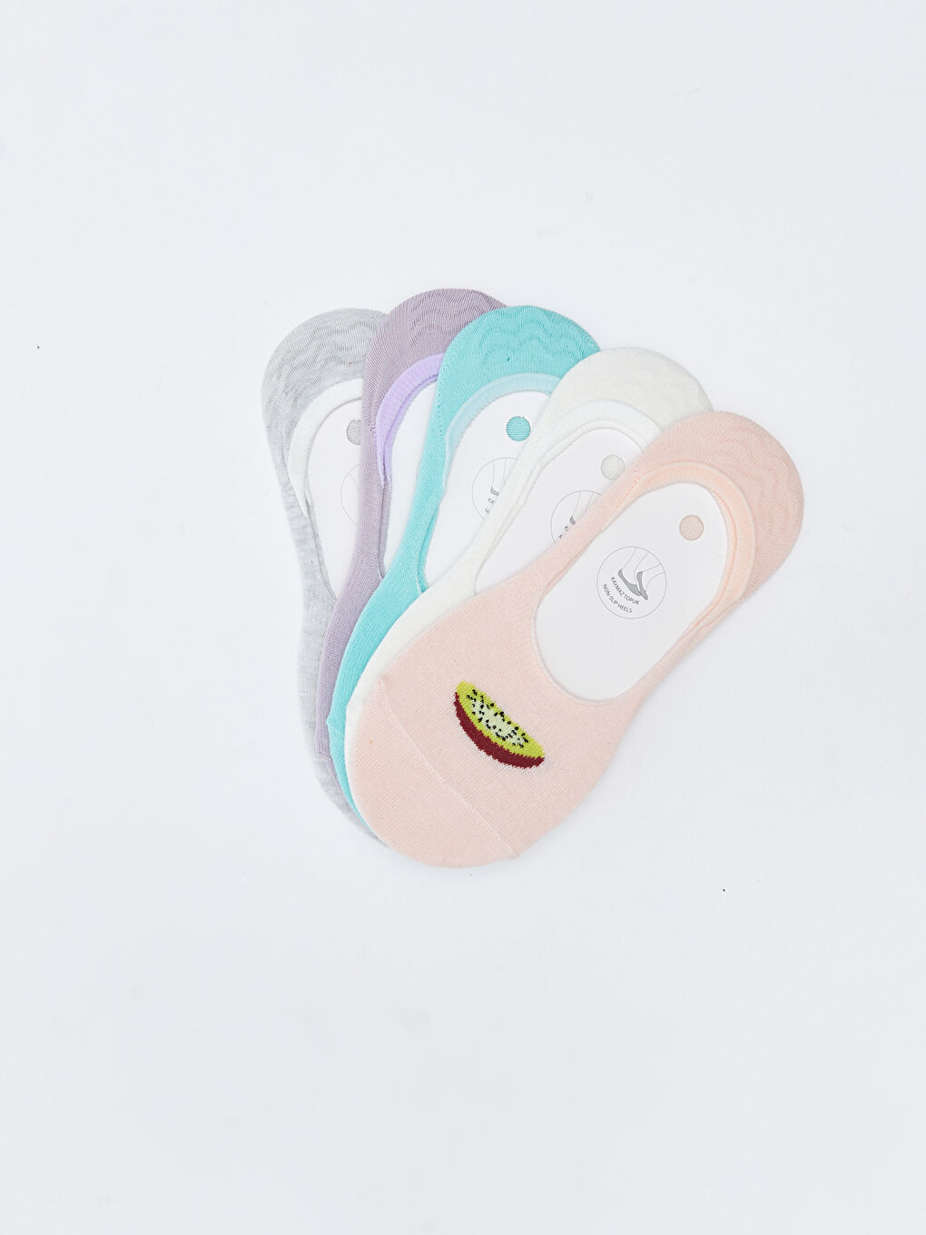 Pembe Baskılı Kadın Babet Çorap 5'li Paket