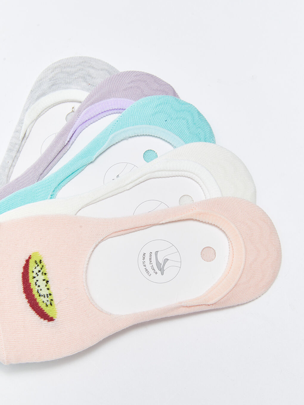 Pembe Baskılı Kadın Babet Çorap 5'li Paket-2