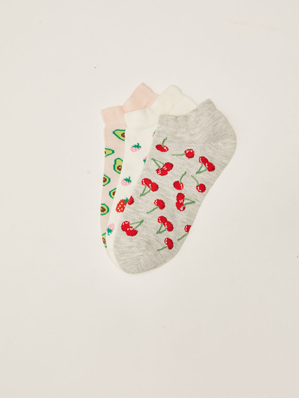 Gri Desenli Kadın Patik Çorap 3'lü