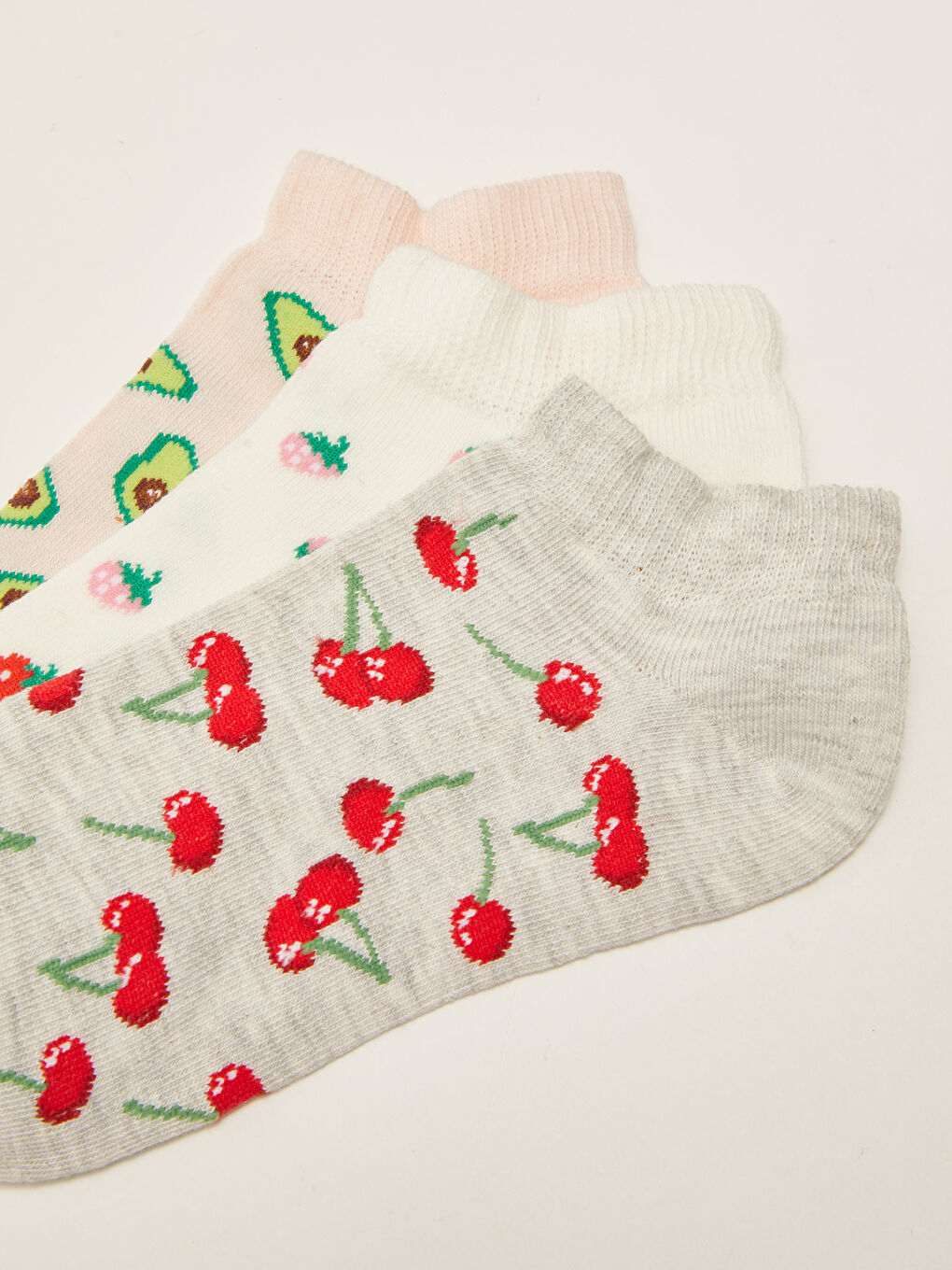 Gri Desenli Kadın Patik Çorap 3'lü-2