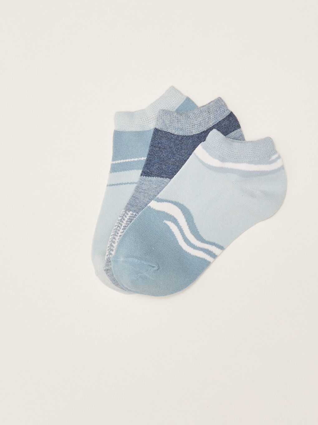 Mavi Desenli Kadın Patik Çorap 3'lü