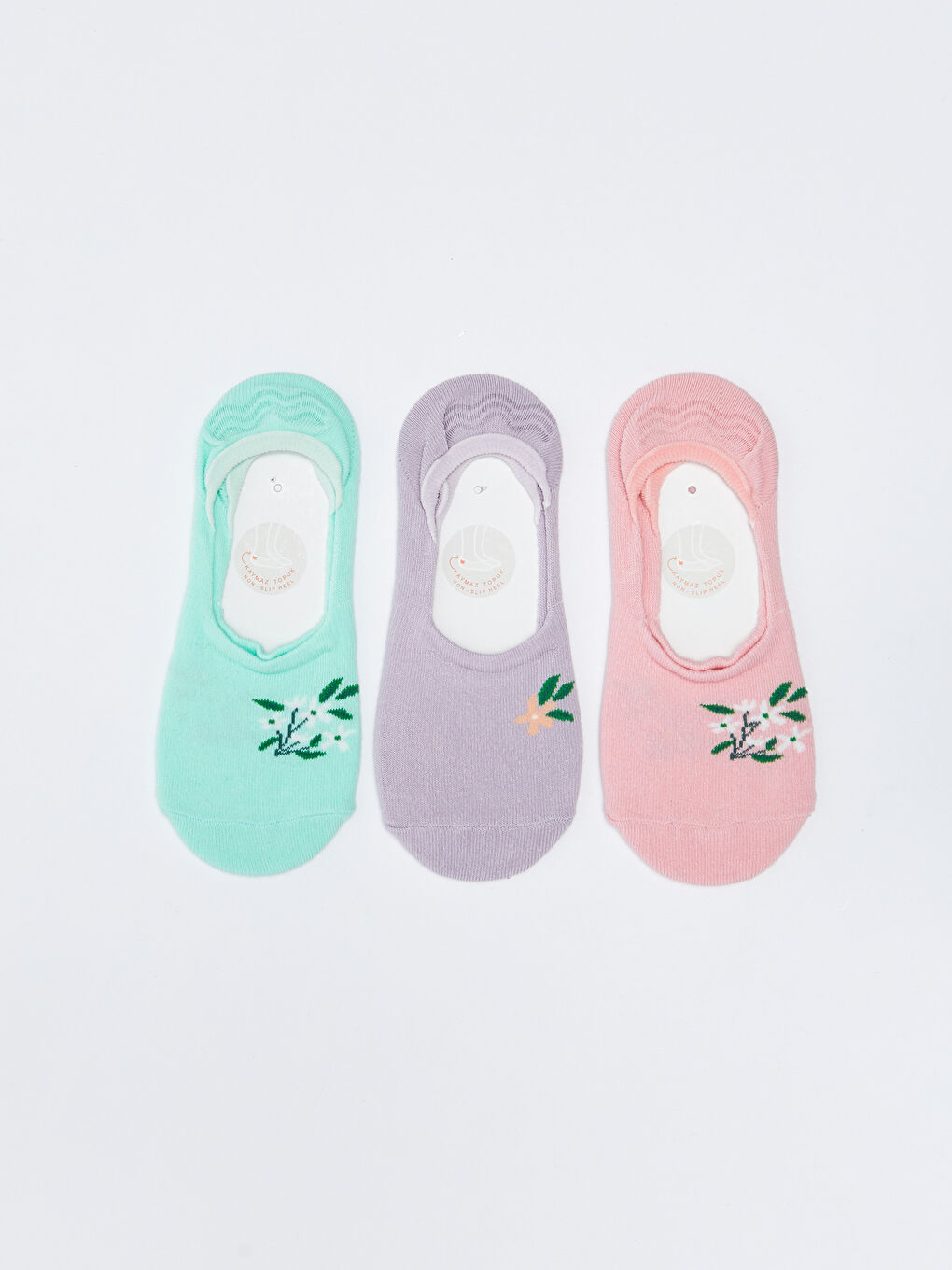 Pembe Baskılı Kadın Babet Çorap 3'lü-1