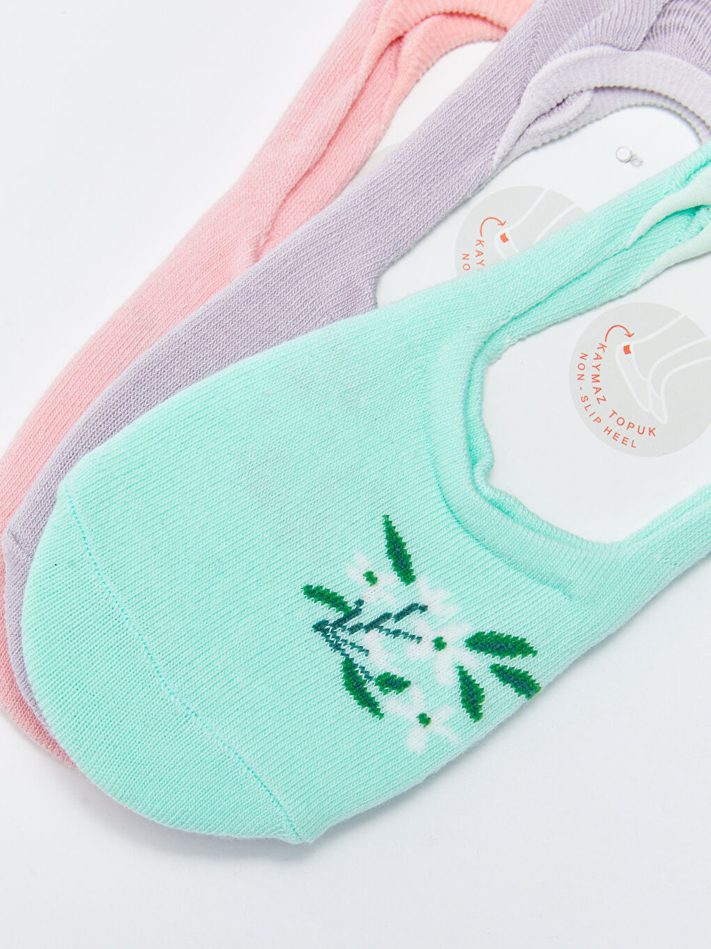 Pembe Baskılı Kadın Babet Çorap 3'lü-2