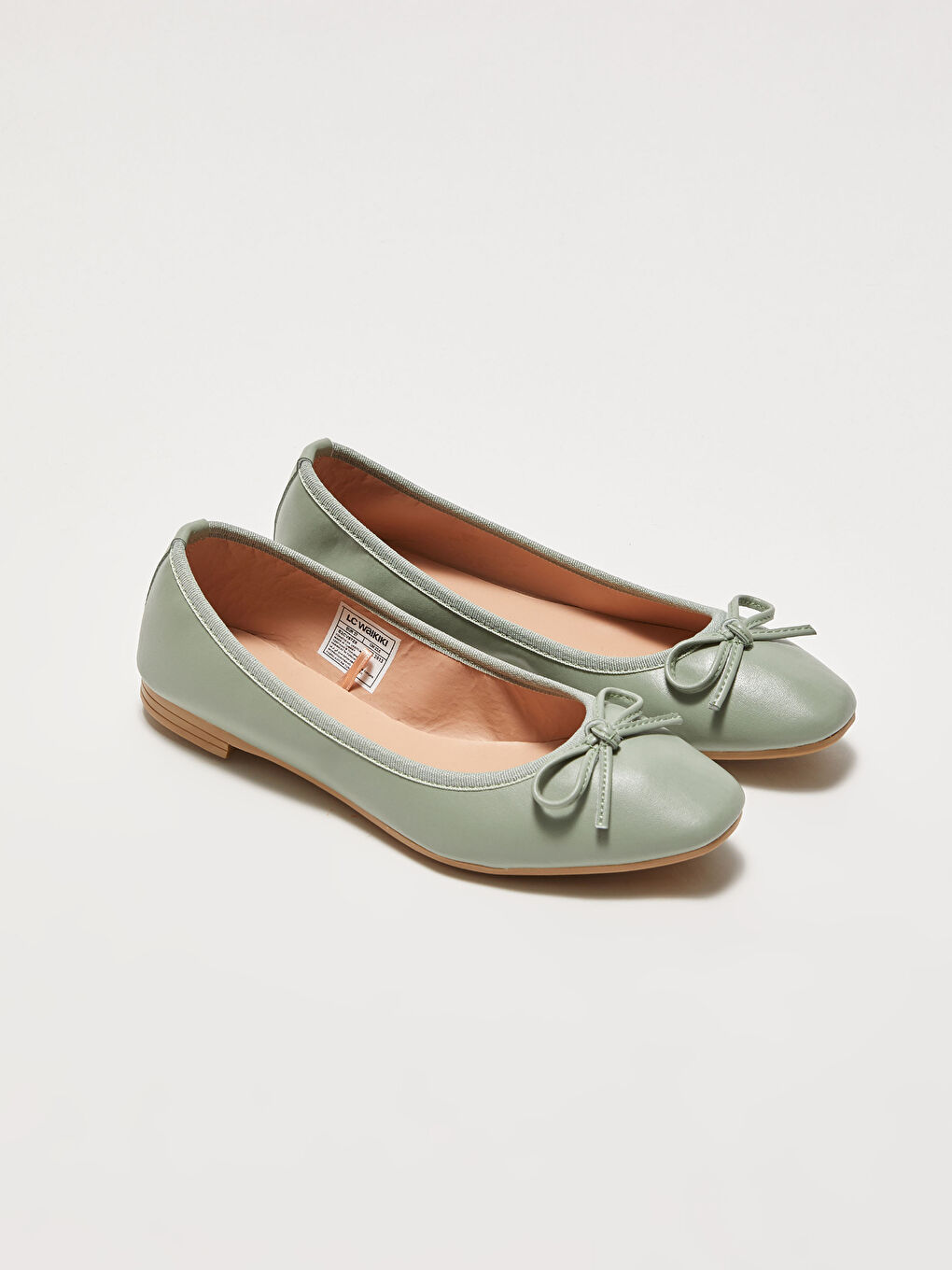 Leather Look Women's Flats With Bow
